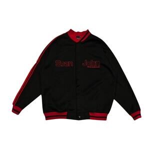 ★ Sean John Vintage (90’s) Embroidered Logo Snap Button Bomber Jacket ★